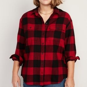 Women's Old Navy Long-Sleeve Plaid Flannel Boyfriend shirt XXL *Brand new!